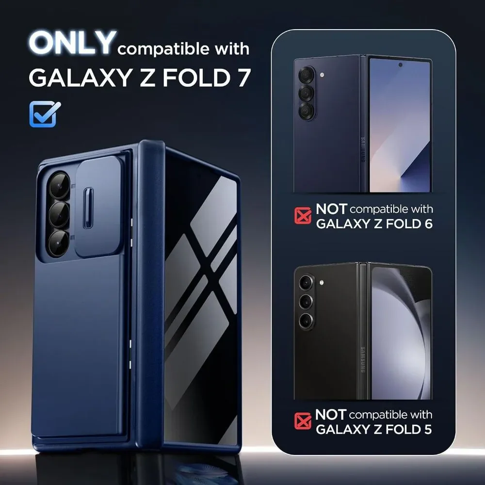 TONGATE Wallet Case for Galaxy Z Fold 7 - Heavy Duty Blue Armor Cover